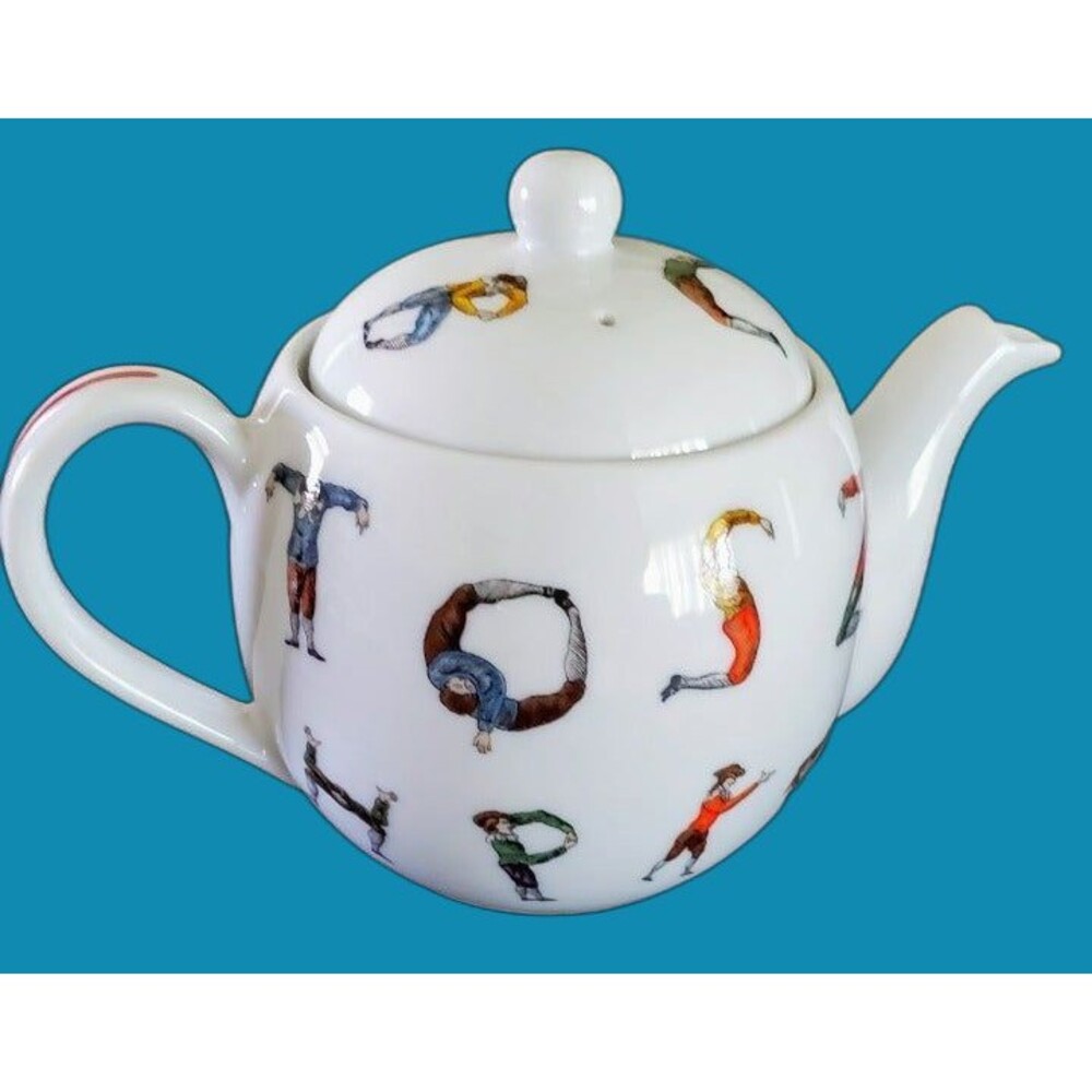Vintage Andrea by Sadek Small Teapot 1995 Williamsburg Hotch Potch Alphabet